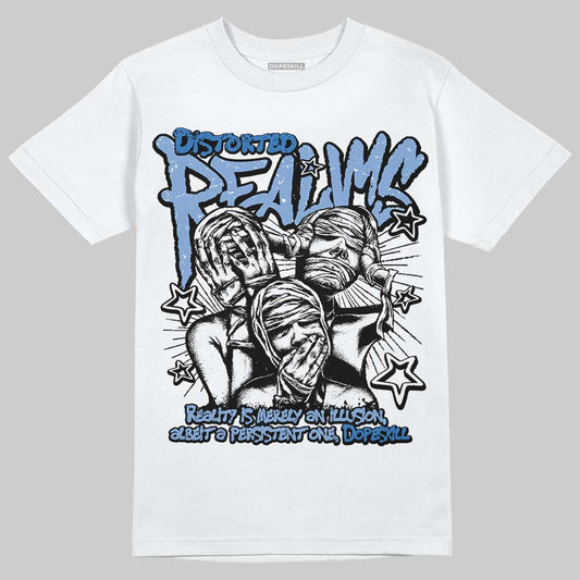 Jordan 4 WMNS 'Forget Me Not' DopeSkill T-Shirt Distorted Realms Graphic Streetwear - White