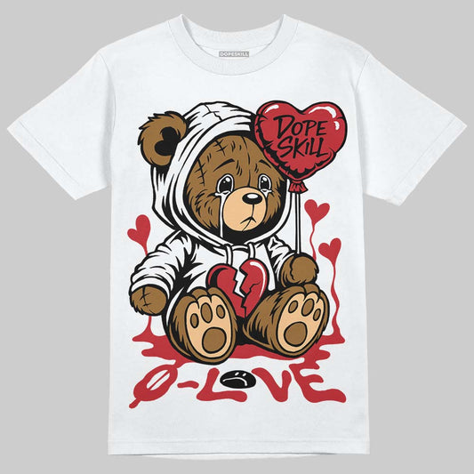 Jordan 5 Retro Fire Red Black Tongue (2025) DopeSkill T-Shirt Broken Bear Graphic Streetwear - White 