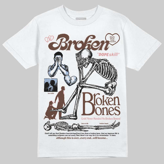 Harris Tweed x Dunk Low Denim Turquoise and Baroque Brown DopeSkill T-Shirt Broken Bones Graphic Streetwear - White 