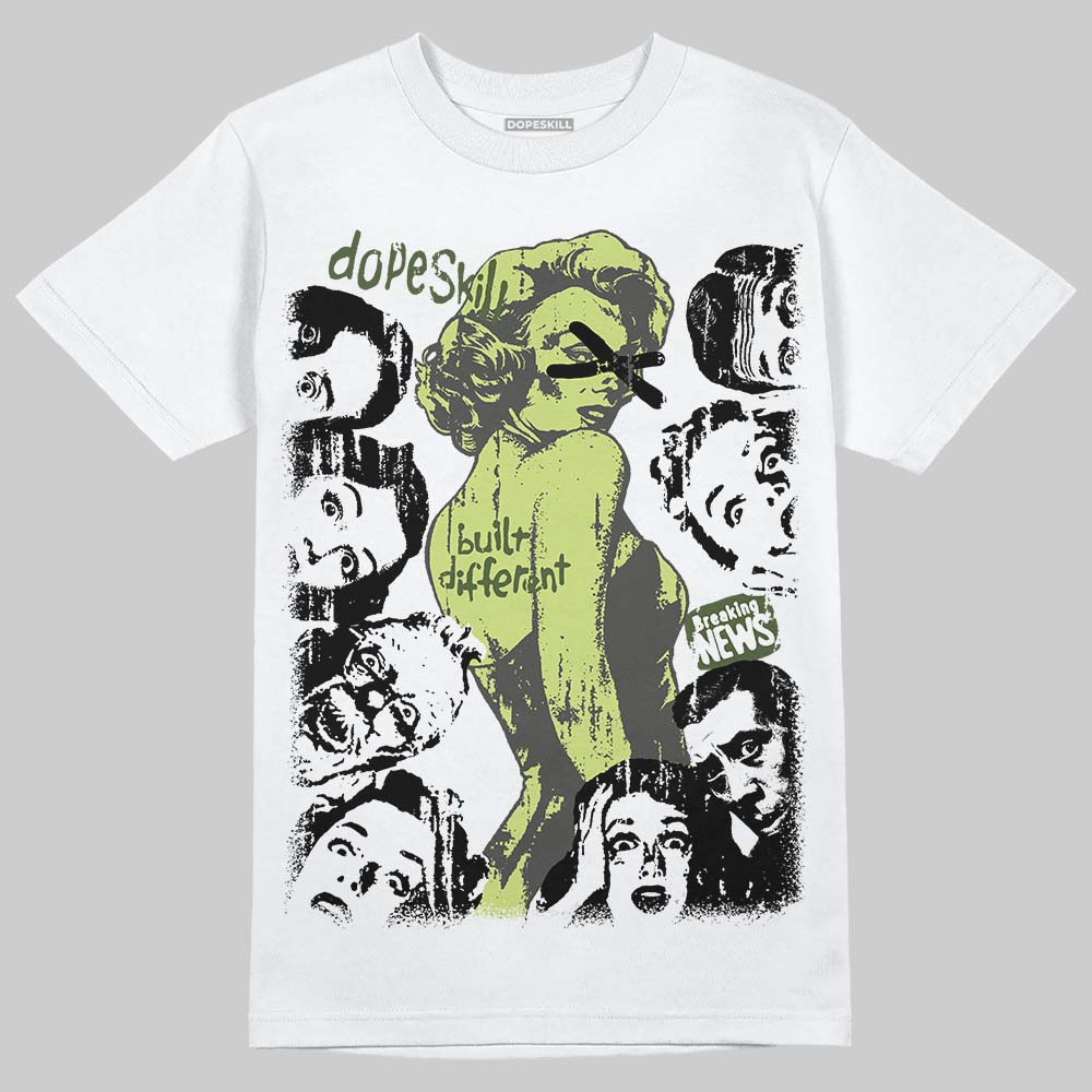 New Balance 1890 Faded Black Utility Green DopeSkill T-Shirt Built Different Graphic Streetwear - White