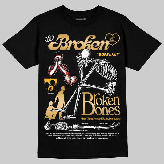 Jordan 12 Retro 'Taxi' 2025 DopeSkill T-Shirt Broken Bones Graphic Streetwear - Black