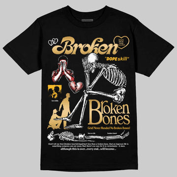 Jordan 12 Retro 'Taxi' 2025 DopeSkill T-Shirt Broken Bones Graphic Streetwear - Black