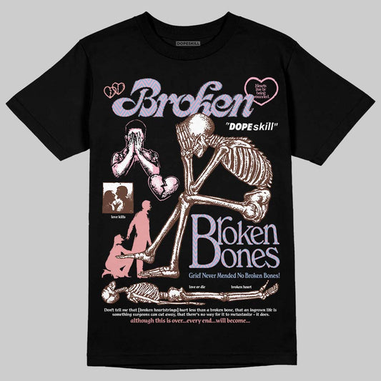 Harris Tweed x Dunk Low Denim Turquoise and Baroque Brown DopeSkill T-Shirt Broken Bones Graphic Streetwear - Black