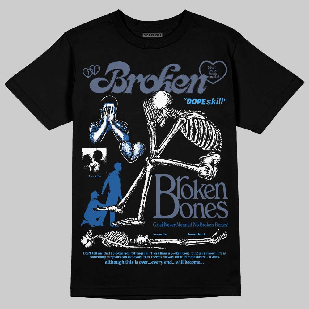 Jordan 11 Retro Low Diffused Blue DopeSkill T-Shirt Broken Bones Graphic Streetwear - Black