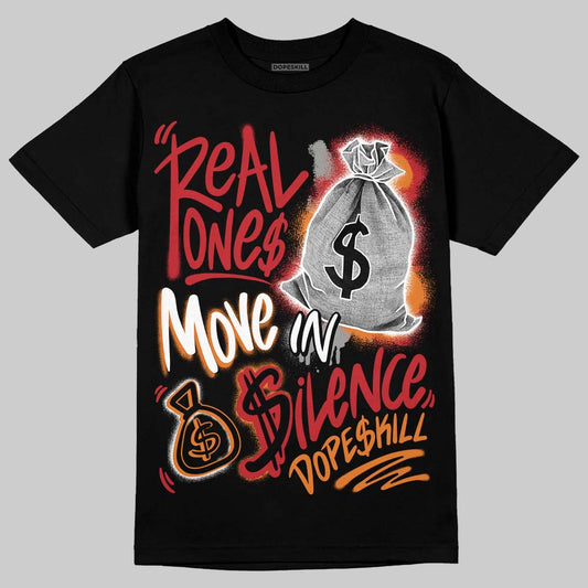 Jordan 5 "Sunset" DopeSkill T-Shirt Real Ones Move In Silence Graphic Streetwear - Black