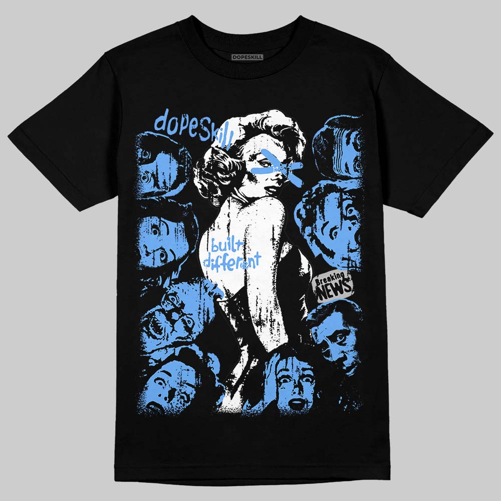 Jordan 5 Black University Blue DopeSkill T-Shirt Built Different Graphic Streetwear - black