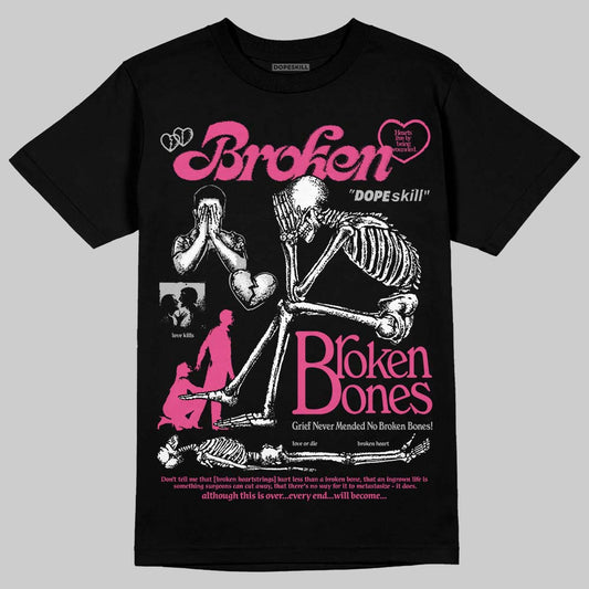 Asics Gel-1130 Pink Glo/ Black DopeSkill T-Shirt Broken Bones Graphic Streetwear - black