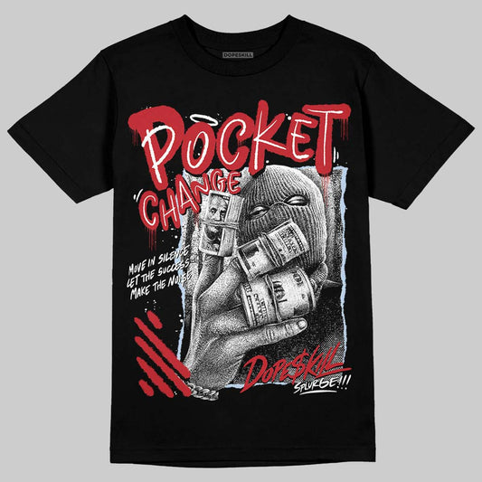 Jordan 5 Retro Fire Red Black Tongue (2025) DopeSkill T-Shirt Pocket Change Graphic Streetwear - Black