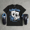 Black University Blue 5s DopeSkill T-Shirt Feeling Lucky Graphic