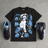 Black University Blue 5s DopeSkill T-Shirt Built Different Graphic