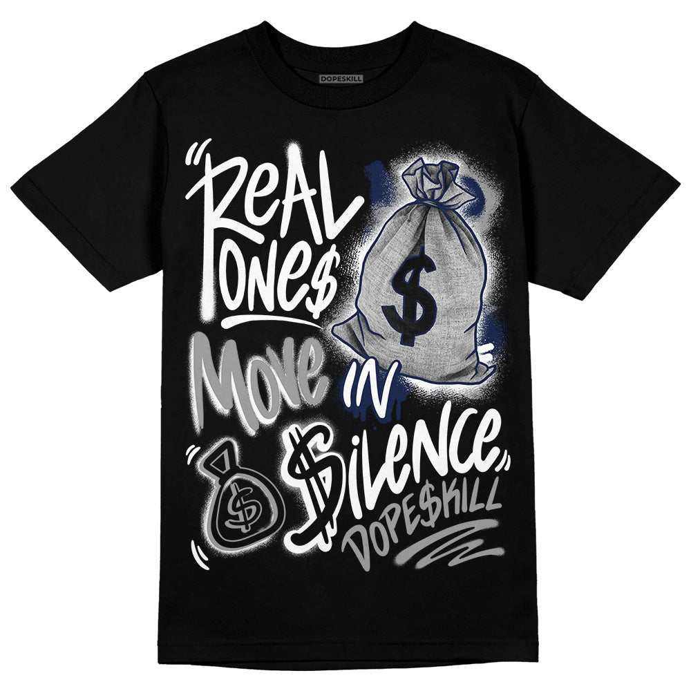 Jordan Spiz’ike Low “White/Obsidian” DopeSkill T-Shirt Real Ones Move In Silence Graphic Streetwear - Black