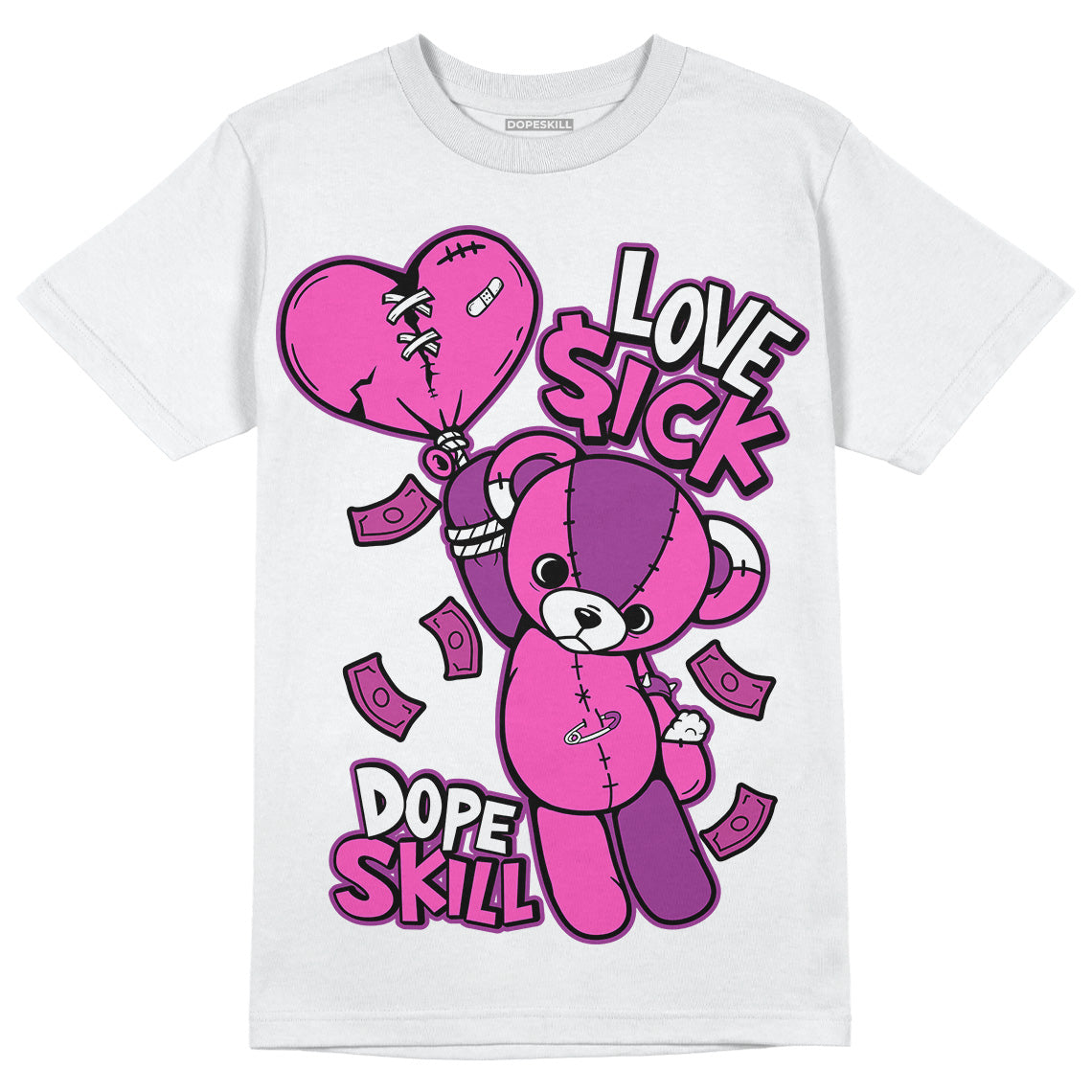 Jordan 4 GS “Hyper Violet” DopeSkill T-Shirt Love Sick Graphic Streetwear - White