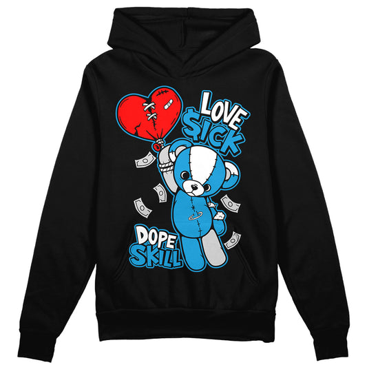 Jordan 4 Retro Military Blue DopeSkill Hoodie Sweatshirt Love Sick Graphic Streetwear - Black