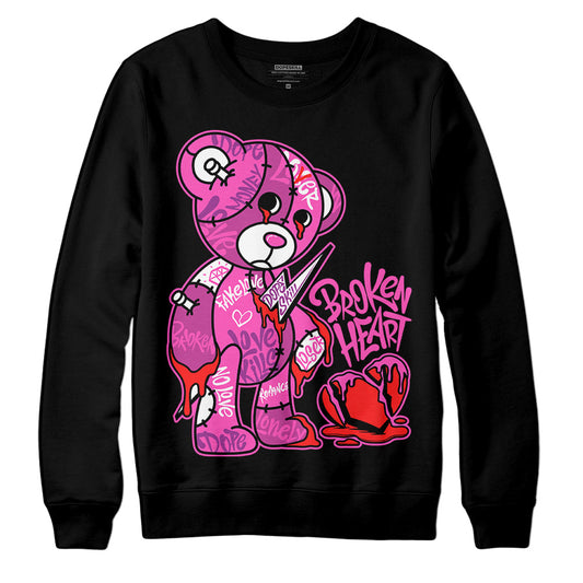 Jordan 4 GS “Hyper Violet” DopeSkill Sweatshirt Broken Heart Graphic Streetwear - Black