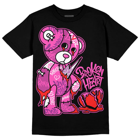 Jordan 4 GS “Hyper Violet” DopeSkill T-Shirt Broken Heart Graphic Streetwear - Black