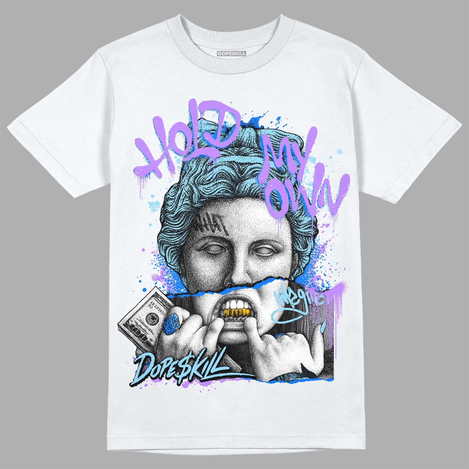 Jordan 7 Retro Chambray DopeSkill T-shirt Hold My Own Graphic Streetwear - White