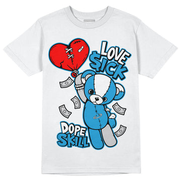 Jordan 4 Retro Military Blue DopeSkill T-Shirt Love Sick Graphic Streetwear - White