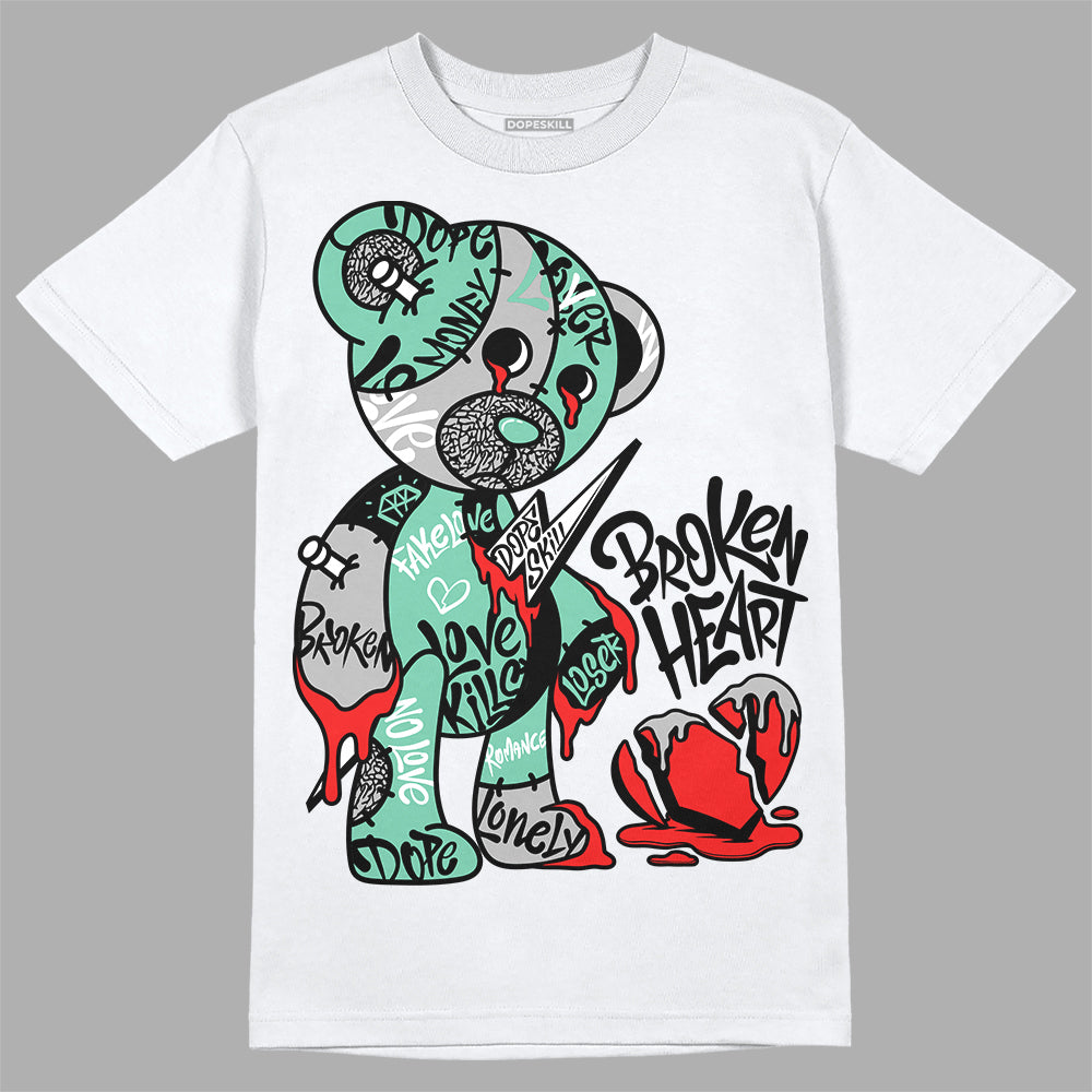 Jordan 3 "Green Glow" DopeSkill T-Shirt Broken Heart Graphic Streetwear - White 