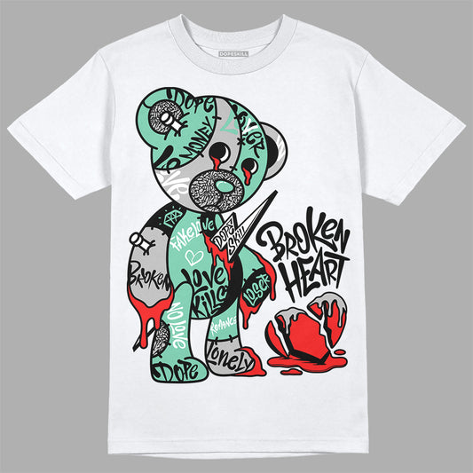 Jordan 3 "Green Glow" DopeSkill T-Shirt Broken Heart Graphic Streetwear - White 
