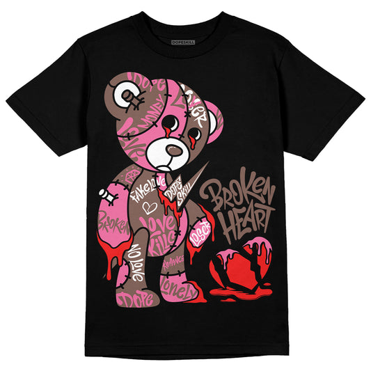 Dunk Low Smokey Mauve Playful Pink DopeSkill T-Shirt Broken Heart Graphic Streetwear - Black