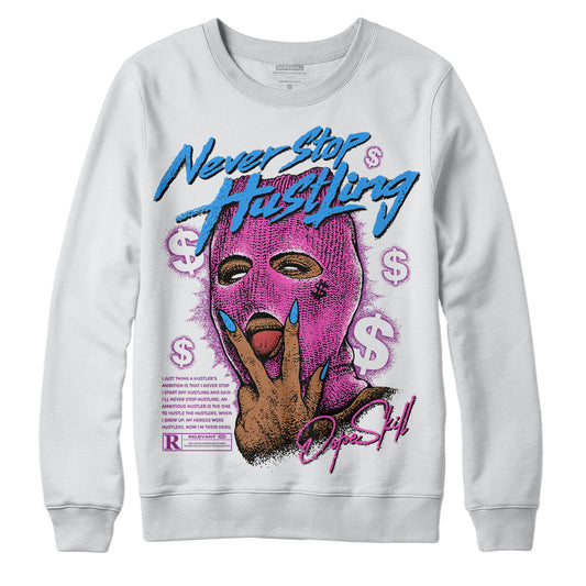 Jordan 4 GS “Hyper Violet” DopeSkill Sweatshirt Never Stop Hustling Graphic Streetwear - White