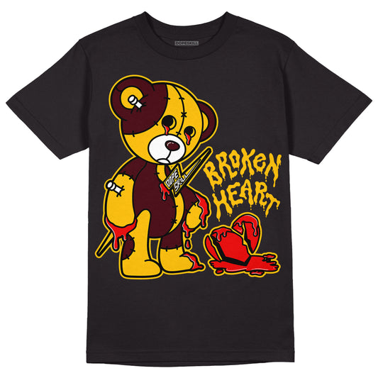 Dunk Yellow Bordeaux DopeSkill T-Shirt Broken Heart Graphic Streetwear - Black