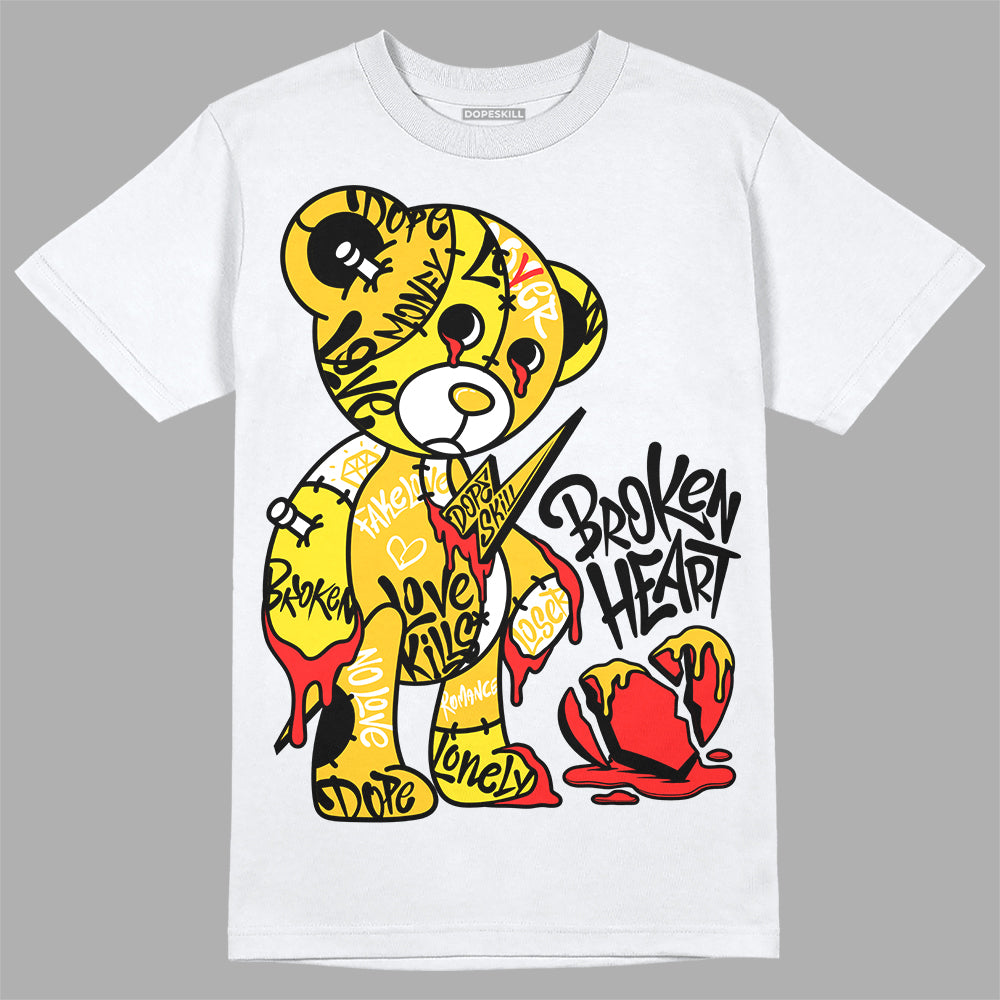 Jordan 4 Retro “Vivid Sulfur” DopeSkill T-Shirt Broken Heart Graphic Streetwear - White 