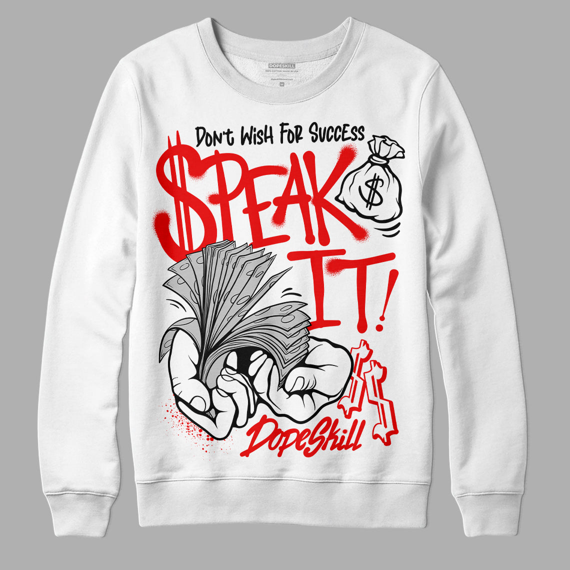 Jordan 12 Retro Cherry DopeSkill Sweatshirt Speak It Graphic Streetwear - White 