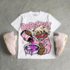 Iced Carmine 4s DopeSkill Oversize Print T-Shirt Pour Up Graphic