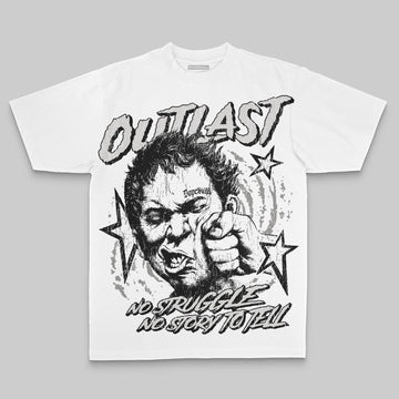 Grey Oversize Print Outlast DopeSkill Graphic T-shirt Streetwear - White 