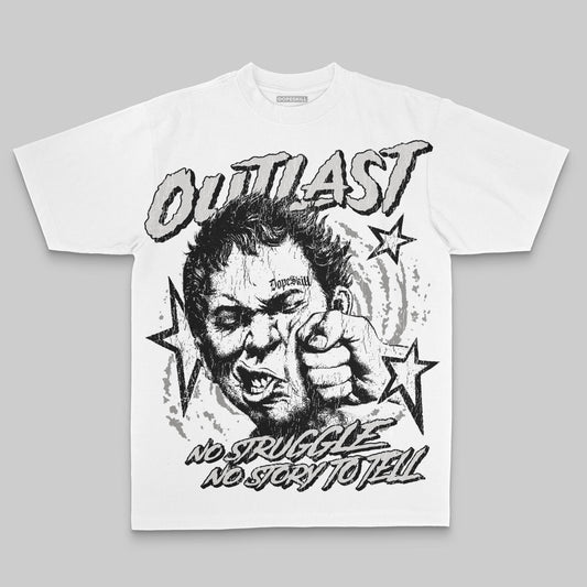 Grey Oversize Print Outlast DopeSkill Graphic T-shirt Streetwear - White 