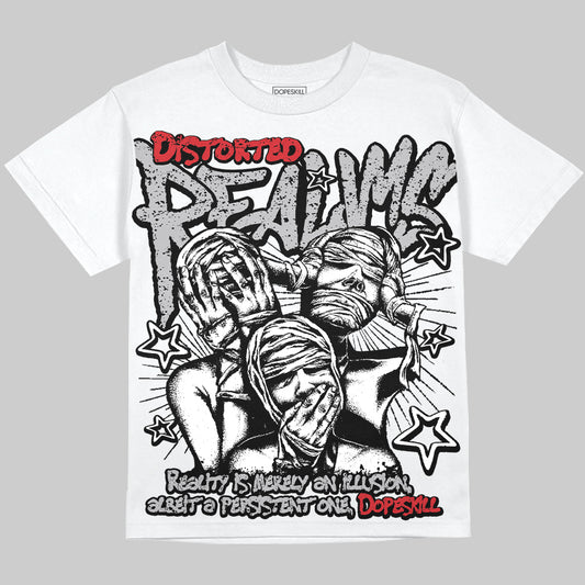 Jordan 4 OG “White Cement” Oversize Print 'Distorted Realms' DopeSkill Graphic T-shirt Streetwear - White 