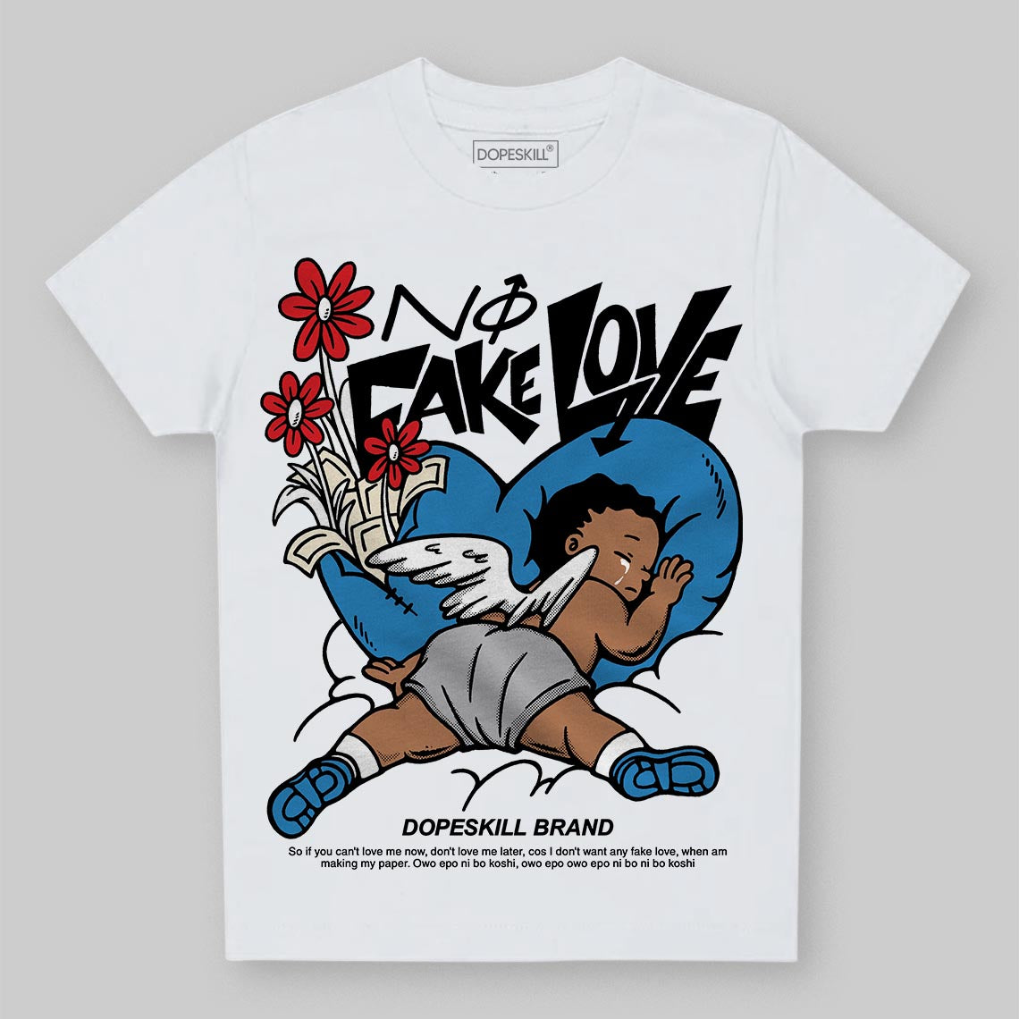 Jordan 3 Retro OG Rare Air DopeSkill Toddler Kids T-shirt No Fake Love Graphic Streetwear - White