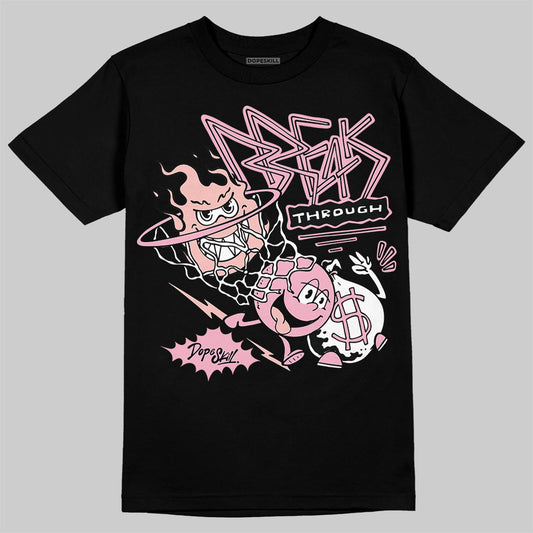 AMIRI White & Pink Stars Court Sneakers DopeSkill T-Shirt Break Through Graphic Streetwear - Black