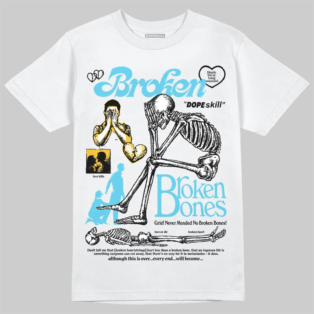 Jordan 11 Retro Gamma Blue (2025) DopeSkill T-Shirt Broken Bones Graphic Streetwear - White 