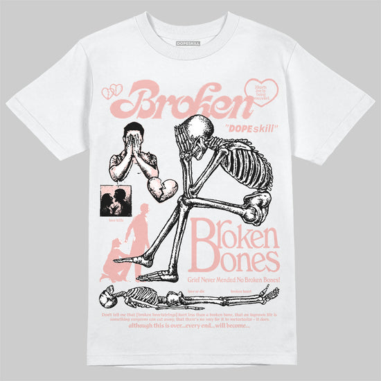 Lanvin Leather Curb Glitter Pale Pink DopeSkill T-Shirt Broken Bones Graphic Streetwear  - White