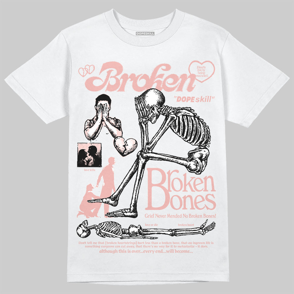 Lanvin Leather Curb Pink DopeSkill T-Shirt Broken Bones Graphic Streetwear  - White