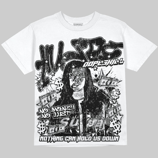 Dunk Low Panda White Black Oversize Print 'No Money No Lust' DopeSkill Graphic T-shirt Streetwear - White
