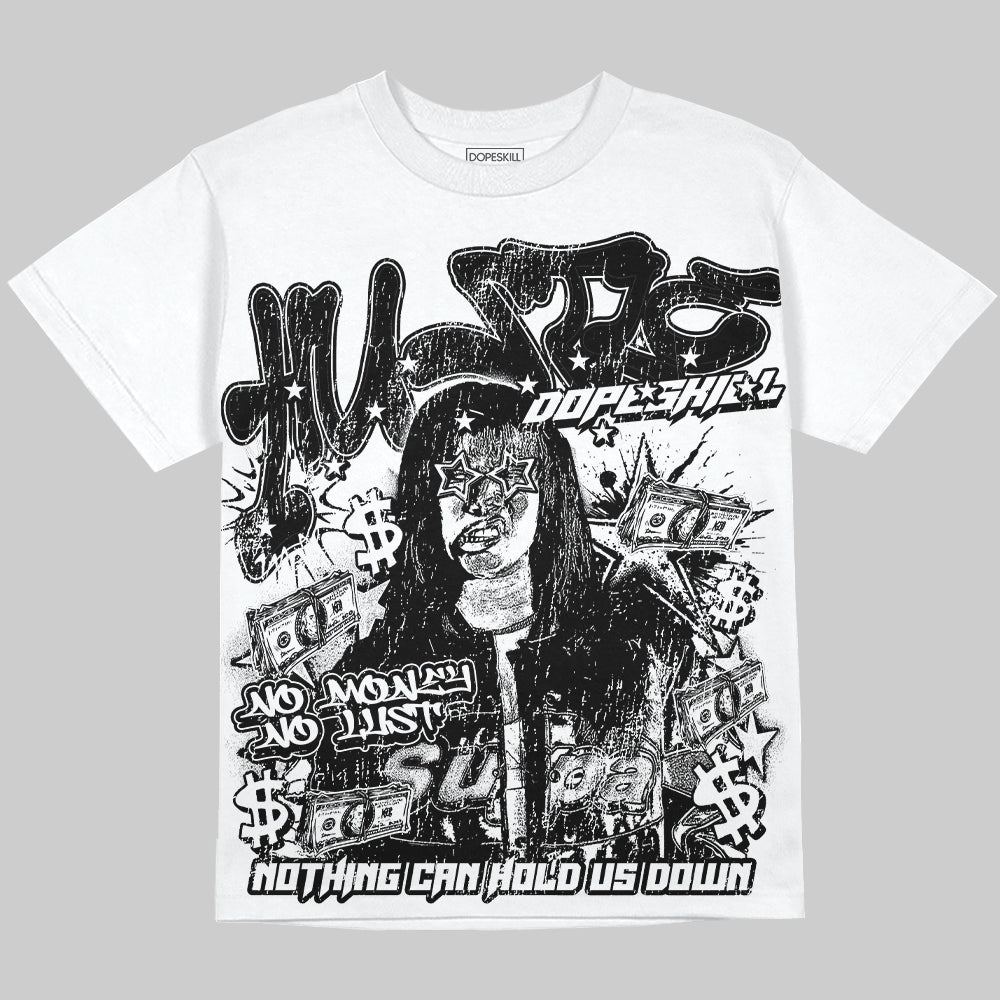 Dunk Low Panda White Black Oversize Print 'No Money No Lust' DopeSkill Graphic T-shirt Streetwear - White