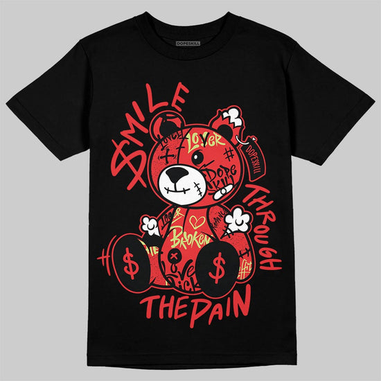 Jordan 4 GS “Black/Infrared 23” DopeSkill T-Shirt Smile Through The Pain Graphic Streetwear - Black