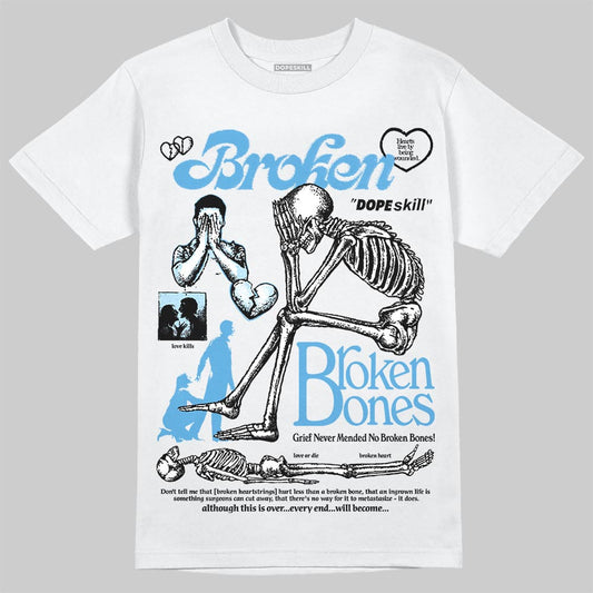 Jordan 11 Low University Blue DopeSkill T-Shirt Broken Bones Graphic Streetwear - White