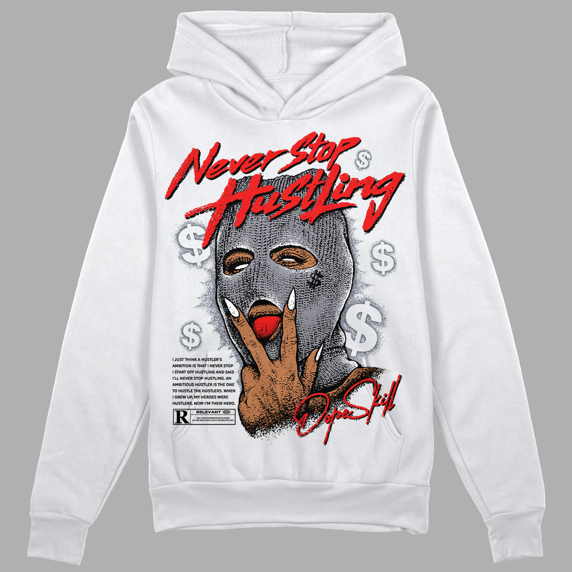 Jordan 14 Retro 'Stealth' DopeSkill Hoodie Sweatshirt Never Stop Hustling Graphic Streetwear - White