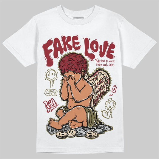SB Dunk Low “Dark Team Red/Olive Flak” DopeSkill T-Shirt False Love Graphic Streetwear - White 