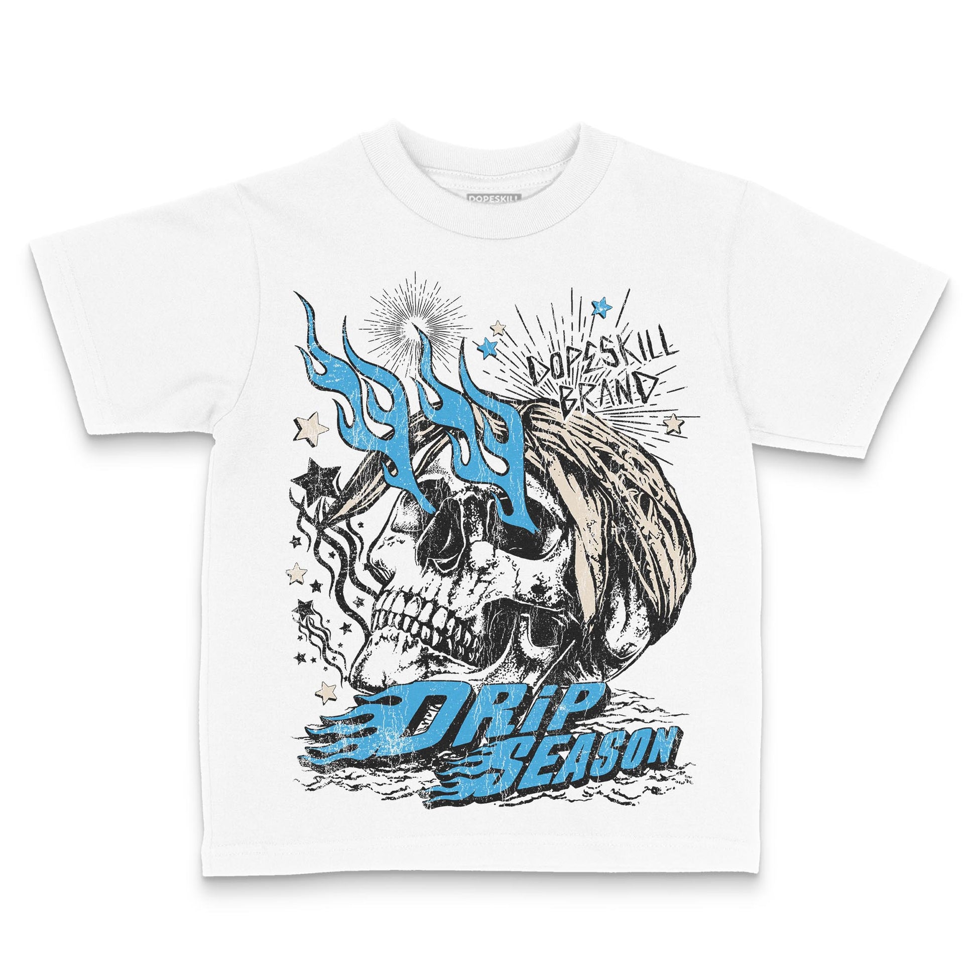 Jordan 1 High OG “UNC” Reimagined DopeSkill Toddler Kids T-shirt Drip Season Streetwear - White