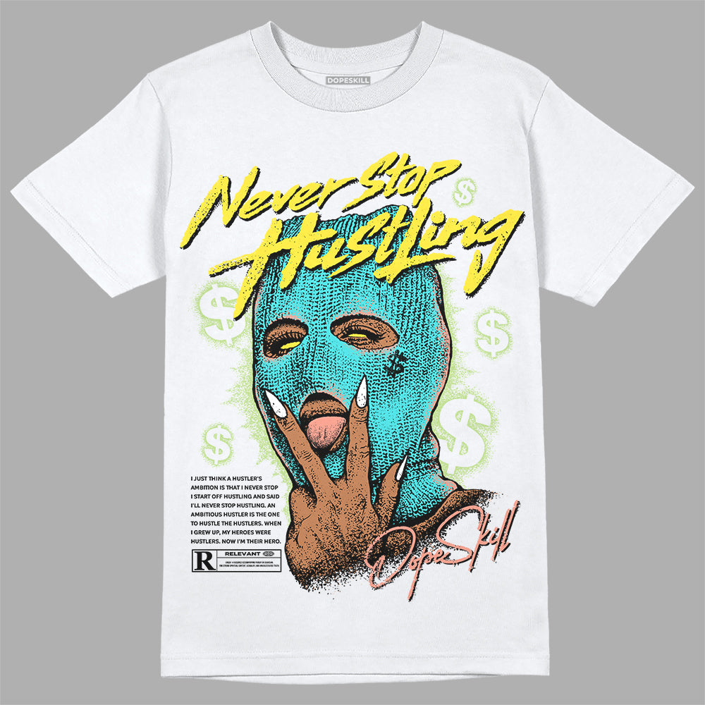 New Balance 9060 “Cyan Burst” DopeSkill T-Shirt Never Stop Hustling Graphic Streetwear - White