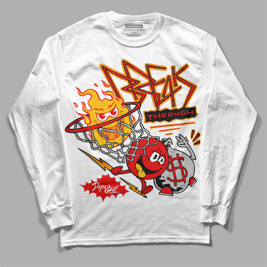 Jordan 12 “Cherry” DopeSkill Long Sleeve T-Shirt Break Through Graphic Streetwear - White 