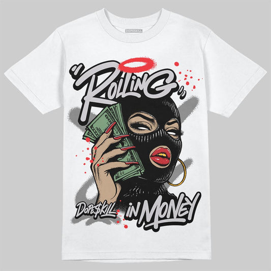 Grey Sneakers DopeSkill T-Shirt Rolling in Money Graphic Streetwear - White