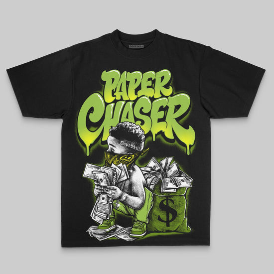 Green Oversize Print Paper Chaser Boy DopeSkill Graphic T-shirt Streetwear - black