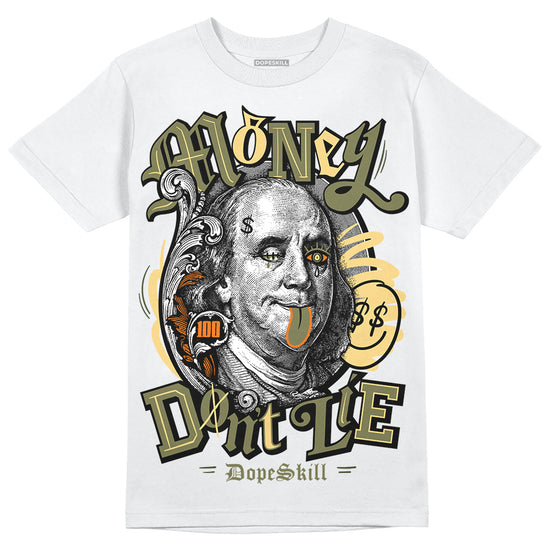 Jordan 4 Retro SE Craft Medium Olive DopeSkill T-Shirt Money Don't Lie Graphic Streetwear - White