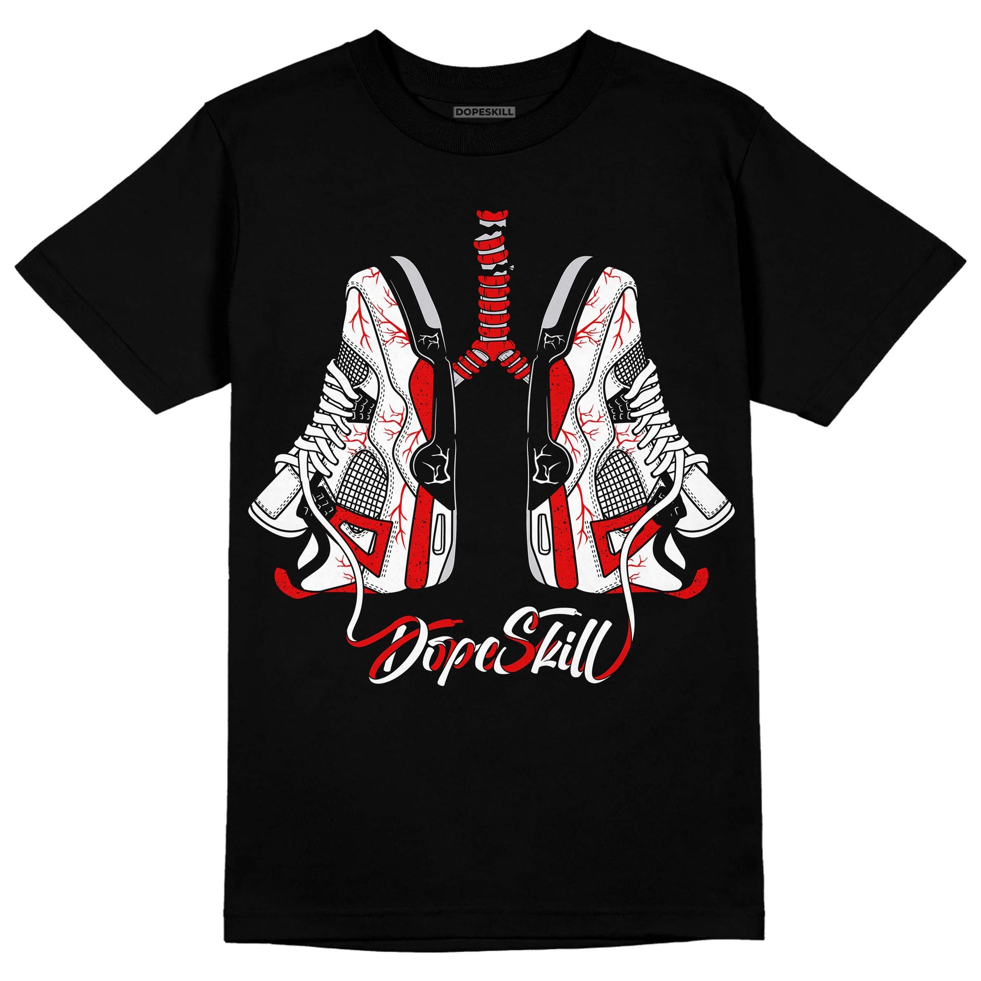 Jordan 4 Retro Red Cement DopeSkill T-Shirt Breathe Graphic Streetwear - Black